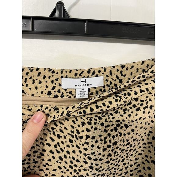 Halston Heritage Cheetah Print Asymmetrical Skirt Size 10 Tan Pre-Owned - Picture 4 of 5